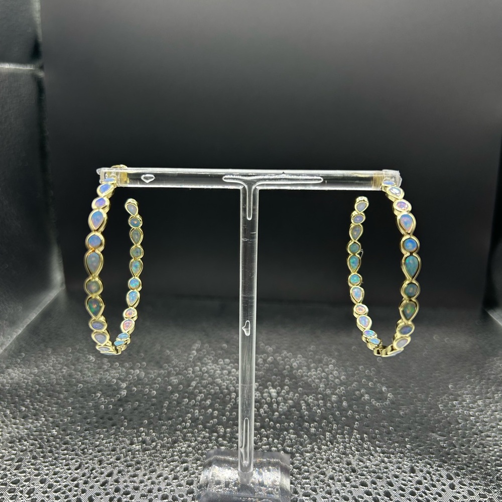 Melinda Maria Gold and Blue Hoop Earrings with Elegant Design